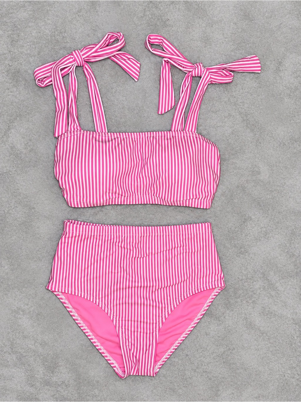 Herseas Women's Tie Shoulder Bikini Set 2 Piece High Waisted Swimsuit - Size XS